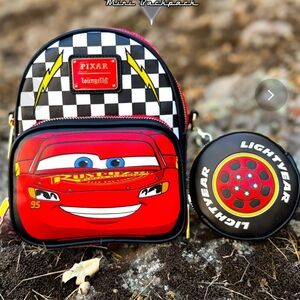 Loungefly Pixar Cars Lightning McQueen Corduroy Convertible Mini Backpack